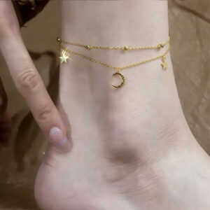 Fashion new double layer star and moon anklet 2