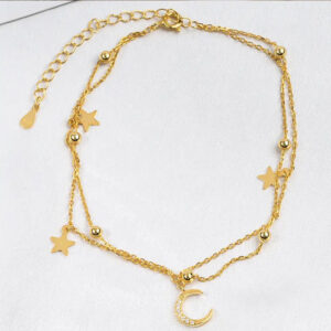 Fashion new double layer star and moon anklet 4
