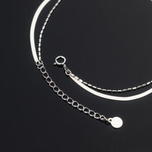925 sterling silver anklet double layer flat snake bone chain silver 5