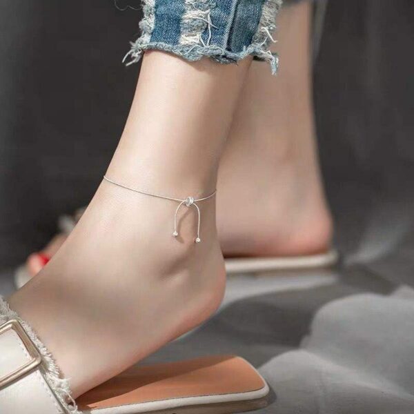 925 sterling silver adjustable bow anklet 2