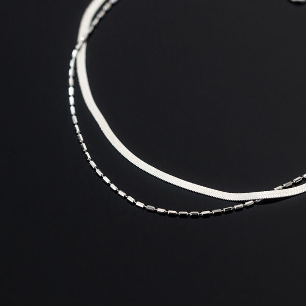 925 sterling silver anklet double layer flat snake bone chain silver 6