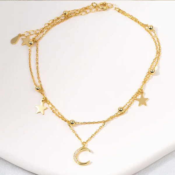 Fashion new double layer star and moon anklet 3